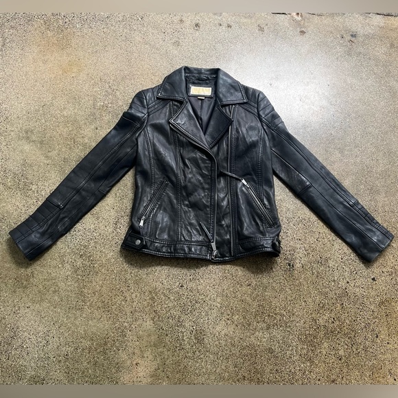 Michael Kors leather Motorcycle jacket in black - Picture 3 of 10